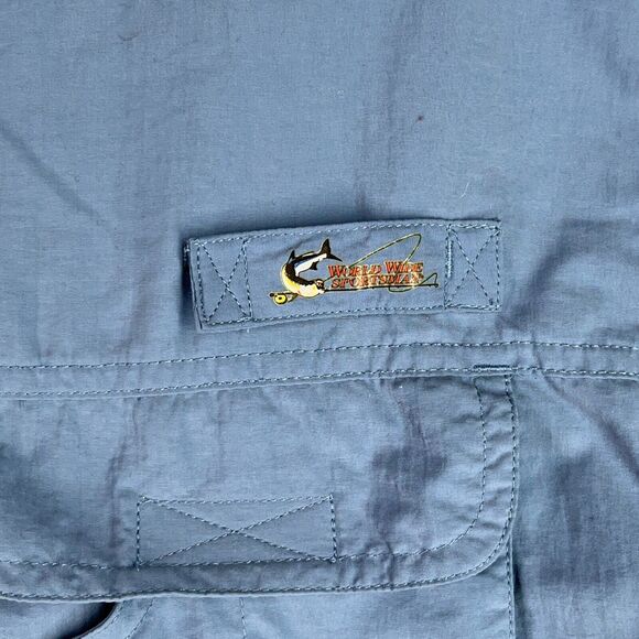 World Wide Sportsman Shirt Men‎ Large Blue Fishing Vented Short-Sleeve Button Up - Picture 5 of 11
